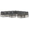 vidaXL 9-delige Loungeset met kussens poly rattan antracietkleurig