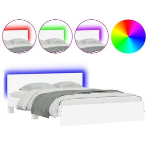 vidaXL Bedframe met hoofdeinde en LED-verlichting wit 160x200 cm