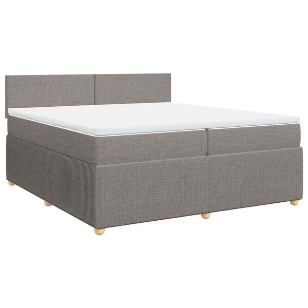 vidaXL Boxspring met matras stof taupe 200x200 cm