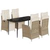 vidaXL 5-delige Tuinset met kussens poly rattan beige