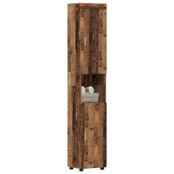 vidaXL Badkamerkastenset TULUM Oudhout 37 x 31,5 x 203 cm Bewerkt hout