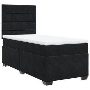 vidaXL Boxspring met matras fluweel zwart 80x200 cm