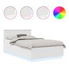 vidaXL Bedframe met LED-stripverlichting Wit 135 x 190 cm Bewerkt hout