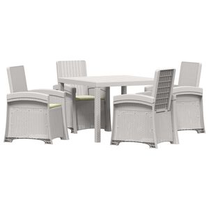 vidaXL Tuin eettafelset 5 st Wit en cr&egrave;mekleurig PP