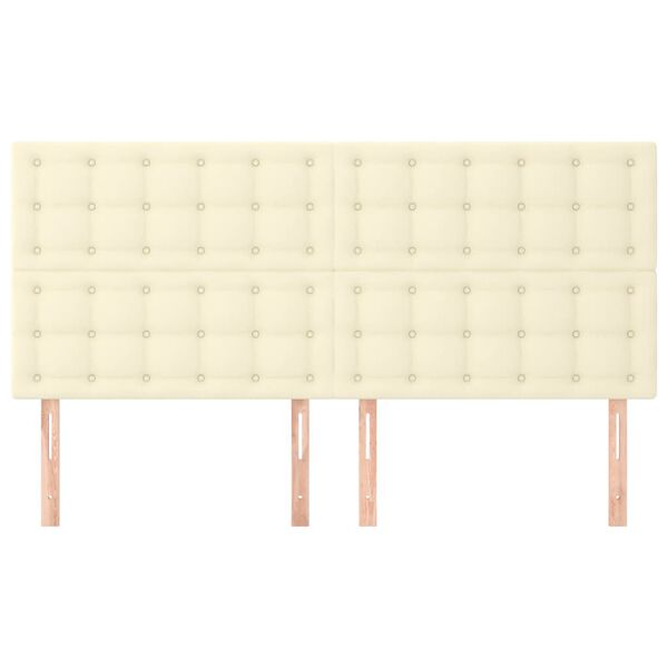 vidaXL Hoofdbord cr&egrave;me 200x5x118/128 cm kunstleer