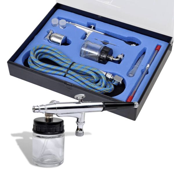 Airbrush set met glazen beker 0,2 / 0,3 / 0,5 mm mondstukken