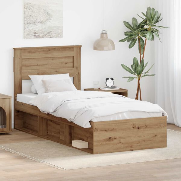 vidaXL Bedframe Ambachtelijk eiken 90 x 190 cm Massief grenenhout