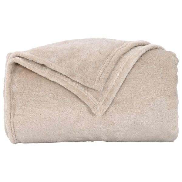 vidaXL Gooi Deken Beige 220 x 240 cm Fleece