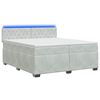 vidaXL Boxspring Bed met Matras en LED Lichtgrijs 200 x 200 cm fluweel