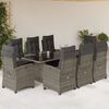 vidaXL 9-delige Tuinset met kussens poly rattan grijs