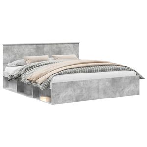 vidaXL Bedframe met hoofdeinde Beton 180 x 200 cm Bewerkt hout