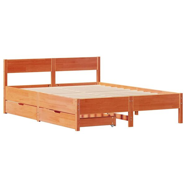 vidaXL Bedframe zonder matras massief grenenhout wasbruin 120x200 cm