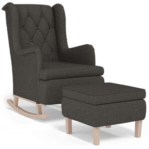 vidaXL Fauteuil met schommelpoten en voetenbank stof donkergrijs