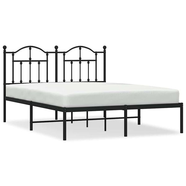 vidaXL Bedframe met hoofdbord metaal zwart 150x200 cm