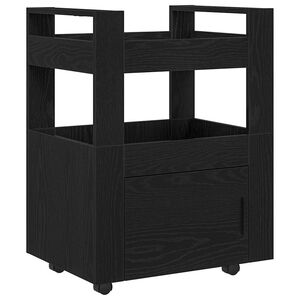 vidaXL Keuken Trolley Zwart eiken 60 x 45 x 80 cm Bewerkt hout