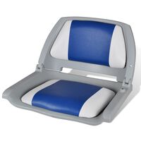 vidaXL Opklapbare bootstoel met blauw-wit kussen 48x51x41 cm