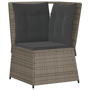 vidaXL Tuinhoekbank met kussens poly rattan grijs
