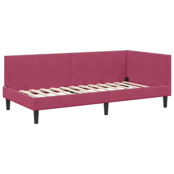vidaXL Hoekbedframe met hoofdeinde Wijnrood 80 cm x 200 cm Fluweel