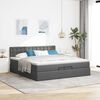 vidaXL Ottoman bed met matras 200x200 cm stof donkergrijs