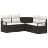 vidaXL Bankstel 5 st Zwart en Cream Wit Poly Rattan en Staal
