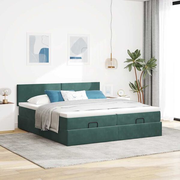 vidaXL Ottoman bed met matrassen en LED's 180x200cm fluweel