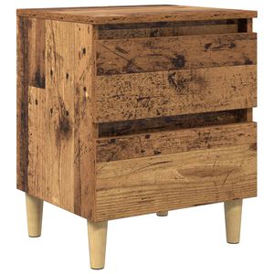 vidaXL Bedkast met lade Oud Hout 40 x 35 x 50 cm Bewerkt hout