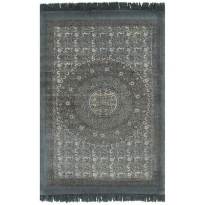vidaXL Kelim vloerkleed met patroon 160x230 cm katoen grijs