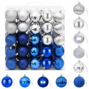 vidaXL Kerstballen set 75 st Blauw en zilver 6 cm Polystyreen