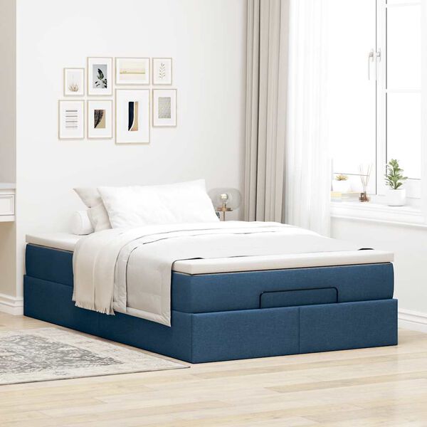 vidaXL Ottoman bed met matras 120x190 cm stof blauw