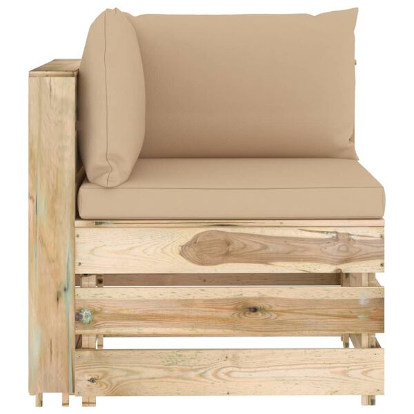 vidaXL 7-delige Loungeset met kussens groen ge&iuml;mpregneerd hout