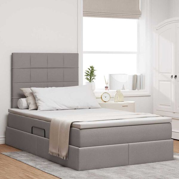 vidaXL Opbergbed met LED met matras Taupe 120 x 200 cm Polyester