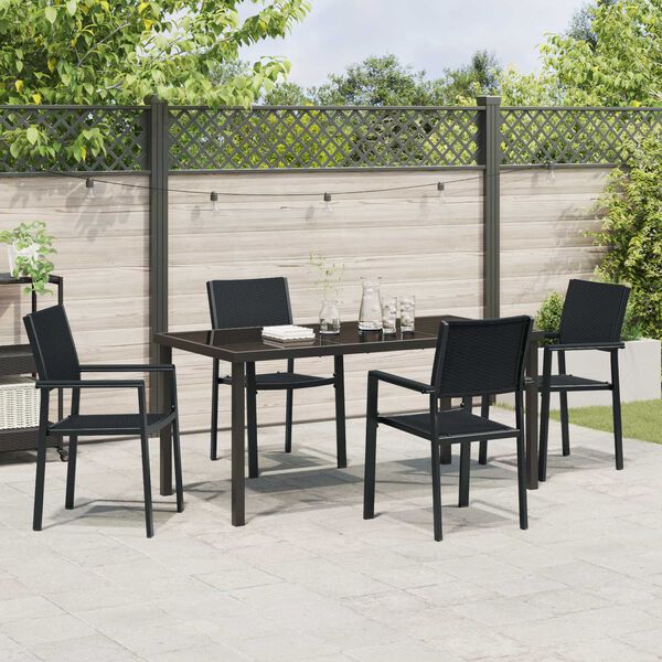 vidaXL Tuin eettafelset 5 pcs Zwart Gepoedercoat staal