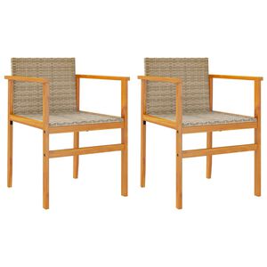 vidaXL Tuinstoelen 2 st poly rattan en massief hout beige