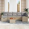 vidaXL Tuin Sofa Set met kussen met opslag 8 pcs Beige Poly riet