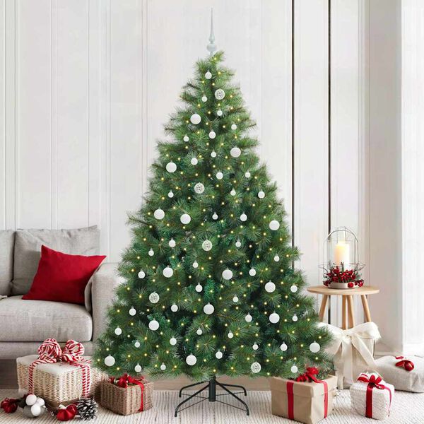 vidaXL Kunstkerstboom met 300 LED met standaard Groen 210 cm PE en PVC