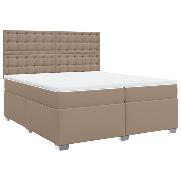 vidaXL Boxspring met matras kunstleer cappuccinokleurig 200x200 cm