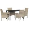 vidaXL Tuin eettafelset 5 st Lichtgrijs poly rattan