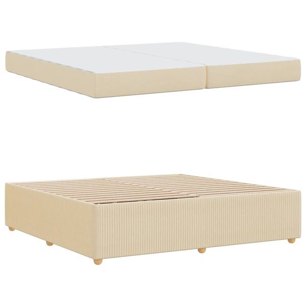 vidaXL Bedframe met matras Cr&egrave;me 200 x 200 cm Stof