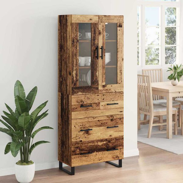 vidaXL Hoge kast met lade 2 pcs Oud Hout Bewerkt hout