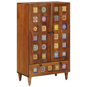 vidaXL Hoge kast Walnotenhout 60 x 33,5 x 100 cm Massief Mango Hout