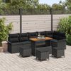 vidaXL Tuinbankenset met kussen 10 pcs Zwart poly rattan