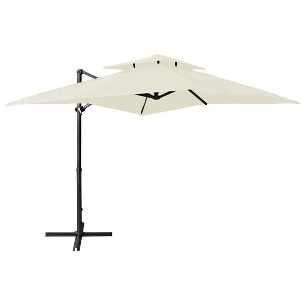 vidaXL Zweefparasol met dubbel dak 250x250 cm zandkleurig