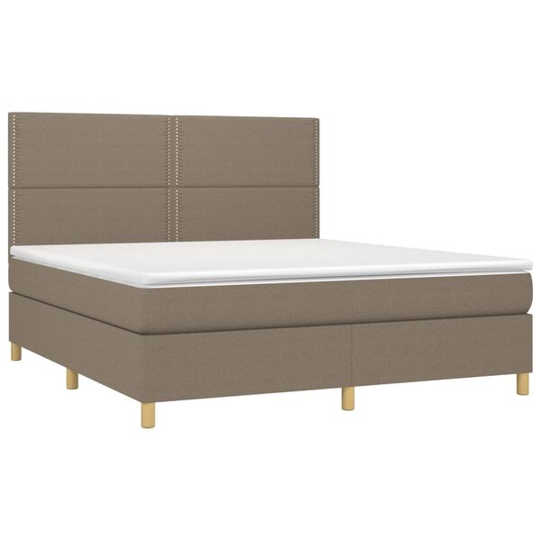 vidaXL Boxspring met matras stof taupe 180x200 cm