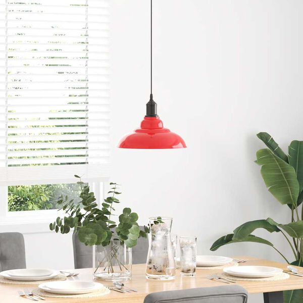 vidaXL Hanglamp in hoogte verstelbaar E27 &Oslash;31 cm metaal glanzend rood