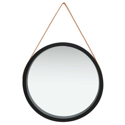 vidaXL Wandspiegel met band 60 cm zwart