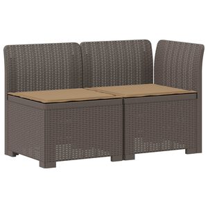 vidaXL Tweedelige Tuinbank met Kussens Rattan Look PP Lichtgrijs