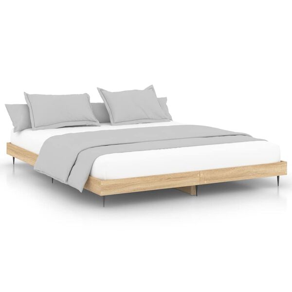 vidaXL Bedframe zonder matras 200x200cm spaanplaat sonoma eikenkleurig