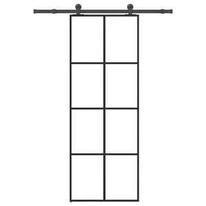 vidaXL Schuifdeur met beslag 76x205 cm ESG-glas en aluminium