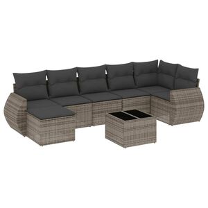 vidaXL 8-delige Loungeset met kussens poly rattan grijs