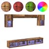 vidaXL TV Wand Eenheden met LED met LED 6 pcs Oudhout Bewerkt hout